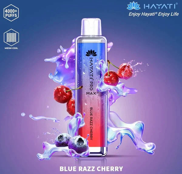blue razz cherry hayati pro max 4000 puffs disposable vape